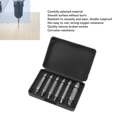Hamwesh 6 Piece High Speed Steel Stripped Screw Extractor Kit For Rusty Broken Bolts Fasteners With Left Hand Drill Bits Quick Removal Tool Set For Any Surface No Slip Grip Efficient And Easy Job in case with 6 bits