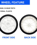Front and back views of 8 Inch Front Drive Wheels Replacement Set of 2 For Lawn Mower Replaces 119-0311 137-4832 plastic wheels