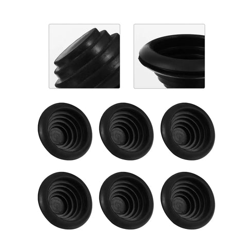 10 Pack Tower Shaped Rubber Grommet Kit Black Drill Hole Protectors For Cables And Wires Tough As Nails Wall Panel Grommets 10-pack black rubber grommets shown from side and front