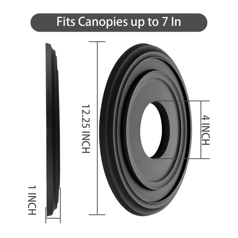 Matte Black PU Ceiling Medallion For Light Fixtures And Ceiling Fans, Twelve And A Quarter Inch Outer Diameter, Four Inch Inner Diameter