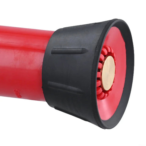 Badass Heavy Duty 1 Inch Fire Hose Nozzle Slick Red Thermoplastic Design with black rubber grip for high pressure spray.