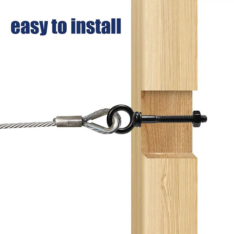 Five Pack 1/4 Inch T316 Stainless Steel Eyebolts For Beefy, Heavy Duty Lifting And Rigging, installed in wood beam, easy installation