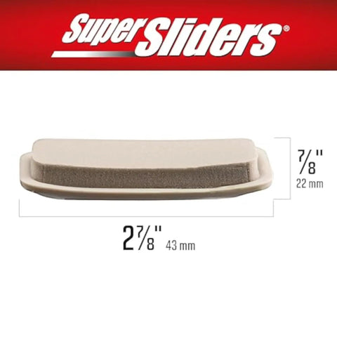 Front view of beige Adhesive Self Stick Furniture Sliders For Carpet And Outdoor Surfaces Move Chairs And Tables, dimensions shown