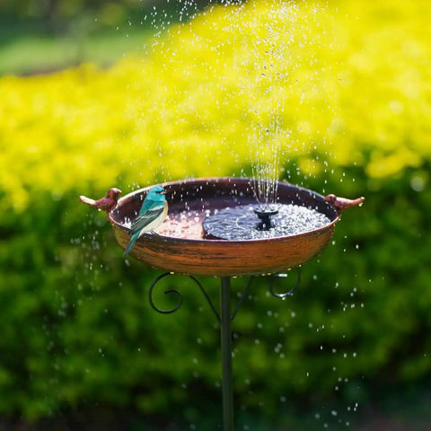 38 Inch Tall Outdoor Bird Bath On Stake With Detachable 11.2 Inch Basin, Vintage Copper Freestanding Birdbath For Garden Yard Patio