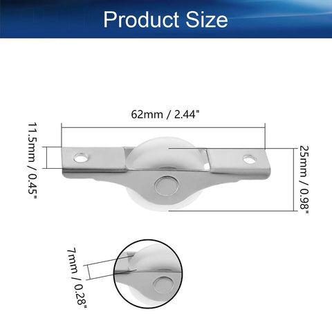 Heavy Duty Sliding Door And Window Pulley Wheels With Beefy Stainless Steel Shell And Smooth Sail Nylon Rollers For Hassle Free Cabinet Track Refreshes 33 Millimeter Diameter Silver White Two Pack Of Rolling Replacement Gear size illustration with dimensions.