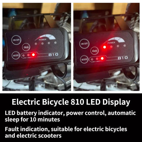 810 LED Display for Electric Bikes and Scooters, Five Wire Cable Controller Ebike LCD Panel, Dope Quality Readout for Speed, Battery Level, Distance, and Ride Data