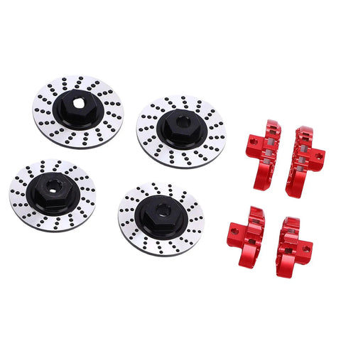 Upgrade Your Ride With This Sick Pongnas 4-TEC Drift Hex Rotor Caliper Pin Set Made From Tough CNC Milled 6061 Aluminum Alloy Brake Discs Screws And Pins Kit Perfect For 10 Scale RC Car Racing And Tuning. 10 scale RC brake rotor discs and red aluminum caliper pins