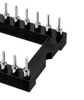 Close-up of Two Row 24 Pin DIP IC Socket Adapter, 2.54mm Pitch, 15.24mm Row Spacing, black plastic and silver metal pins, angled view.