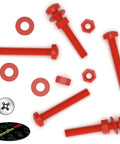 Heavy Duty Red Polypropylene Pan Head Cross Drive Plastic Screws And Bolts Fasteners M3 X 20 Millimeters with nuts and washers