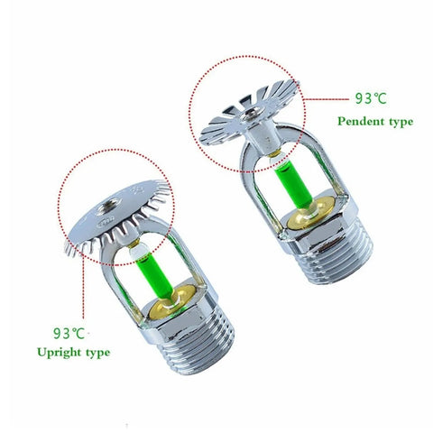 Heavy Duty Automatic Fire Sprinkler Head With A Precise Ninety Three Degree Thermal Fuse For Compact Kitchens And Offices Delivers Relentless Kickass Water Coverage In Upright Or Pendent Arrangements Quick Setup And No Sweat - 93°C thermal trigger heads in upright and pendent types.