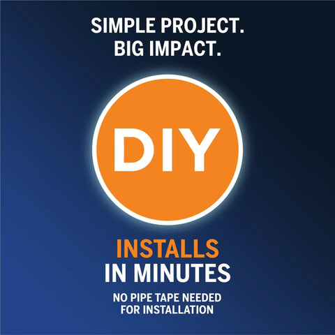 DIY installation graphic for 12 Mode 2 In 1 Dual Shower Head System With 5 Foot Hose And PowerPulse Therapeutic Massage Chrome Finish High Pressure