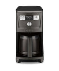 Front view of 14 Cup PerfecTemp Programmable Coffee Maker With Glass Carafe And 1 4 Cup Setting Brew Strength Control Brew Pause And Over Ice Function In Black Stainless Steel.