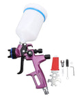Kickass Pneumatic HVLP Paint Spray Gun Kit With 600ml Cup And 1.3mm Tip, featuring a purple spray gun and accessories.
