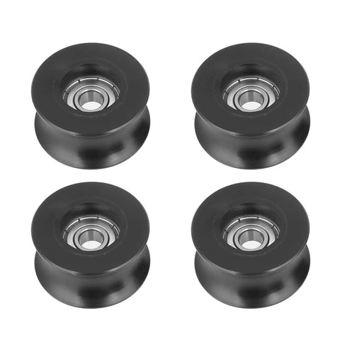 4 black U Type Groove Pulley Roller Guide Wheel 8x39.5x20.1mm with internal lubrication, metal plastic
