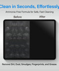Image showing before and after cleaning effect using Streak Free Crystal Clear Electronic Wipes For Screens Pre Moistened Screen Cleaner.