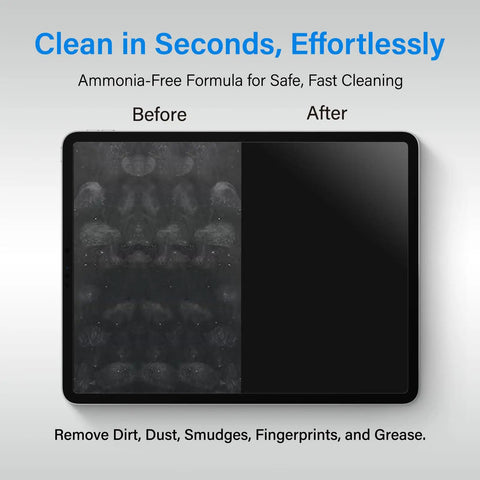 Image showing before and after cleaning effect using Streak Free Crystal Clear Electronic Wipes For Screens Pre Moistened Screen Cleaner.