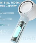 Bladeless Mini Portable Fan With Safe Design Turbo Handheld Breeze 5 Speed Modes USB Rechargeable Up To 16 Hours Cool Time
