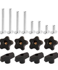 Go-To T Track Knob Kit With Threaded Knobs And 5/16-18 T Track Bolts, 16 Piece Set For Woodworking Jigs And Fixtures