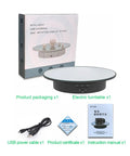 Electric Motorized Rotating Display Stand With 360 Degree Turntable For Product Photography Jewelry Cake And 3D Models That Spins Smoothly Shows Everything From Every Angle Like A Boss At Work with packaging and accessories
