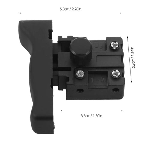 Close-up of a Rugged Reciprocating Saw Switch Replacement For Electric Chainsaw And Handheld Power Tools featuring a locking trigger.