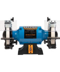 Heavy Duty 8 Inch Bench Grinder With 1/2 Hp Motor Rollin Out 1725 Rpm features dual grit wheels and adjustable rests.