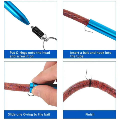 Wacky Rig Tool With Silicone O Rings Kit For Fishing Worms 3 4 Inch Senko Baits And 5 7 Inch Worms easy installation steps.