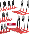Heavy Duty 15 Pack Garage Hooks Set Wall Mount Steel Utility Hangers With Anti Slip Rubber Coated Sleeves Five Size Options