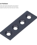 Heavy-Duty Carbon Steel Sliding Barn Door Connector Adapter For Splicing Tracks No-Drill Installation 4-Hole Fixation For Strong Load Bearing Easy Between-Track Connection Includes Screws And Wrench For Quick Indoor Door Setup, carbon steel with 4 holes for strong load bearing.