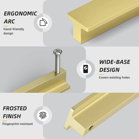 Close-up of 30 Pack 3 Inch Matte Gold Kitchen Cabinet Handles And Drawer Pulls For Bathrooms And Dressers Airplane Style