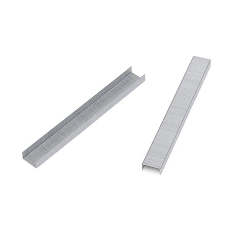 Top Shelf Standard Office Staples 1/4 Inch Length 50000 Count 10 Pack Bulk Paper Fasteners Fits Most Desk Staplers Ready To Go Heavy Duty Metal Clips Silver stacked in two rows.