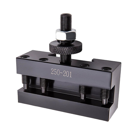 maXpeedingrods BXA #1 quick-change lathe tool post holder (250-201) in dark gray metal with mounting bolts