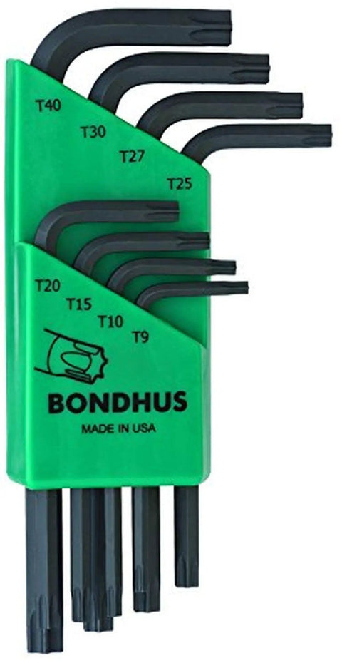 Beefy Eight Piece Short Length Star L Wrench Set With Torx T9 To T40 in green case, Protanium steel, for precision tooling