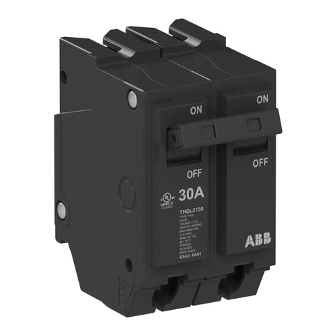 Heavy Duty 30 Amp Double Pole Circuit Breaker For Main Service Box with ON/OFF switches and UL rating.