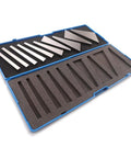 Oudtinx 10-piece precision angle block set in a blue case with metal blocks and foam insert