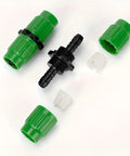 Quick Fix Telescopic Hose Repair Kit For Expandable Garden Water Lines Heavy Duty Abs Plastic Dual Channel Connectors Stop Leaks Fast With This No Tools Necessary Durable Gear That Makes Your Spraying Smooth And Super Easy. Green ABS hose repair connectors, black dual-channel fitting, 5-piece set