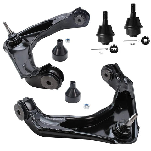 Front End Kit For 2001-2004 Chevy Silverado And GMC Sierra 2500 4x4 4WD Upgrade Includes 2 Front Upper Control Arms With Ball Joints 2 Front Lower Ball Joints 2 Sway Bar Links 4 Front Tie Rods And Pitman Arm, black steel suspension parts