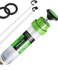 Swanlake 200cc extraction and fill pump with green top, clear reservoir, two clear tubes and black O-rings