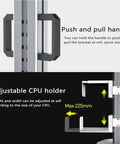 Legit Hella Adjustable Rolling Computer Cart with push and pull handle and adjustable CPU holder for height and width.