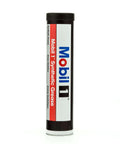 Front view of synthetic grease in a 12 oz cartridge, labeled 'Mobil 1 Synthetic Grease' with focus keyword