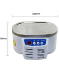 Top Notch Digital Ultrasonic Cleaner Bath for Jewelry Glasses and Manicure Stones, 182mm x 100mm, stainless steel lid, compact design.