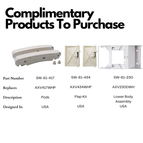 Complementary products for Universal 48 Inch Pool Cleaner Hose Kit displayed with part numbers and descriptions.