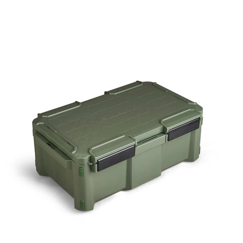 GoNow Box Waterproof Gear Storage Heavy Duty Outdoor Utility Container With Tray And Dividers For Tools And Accessories Large Capacity Olive Drab