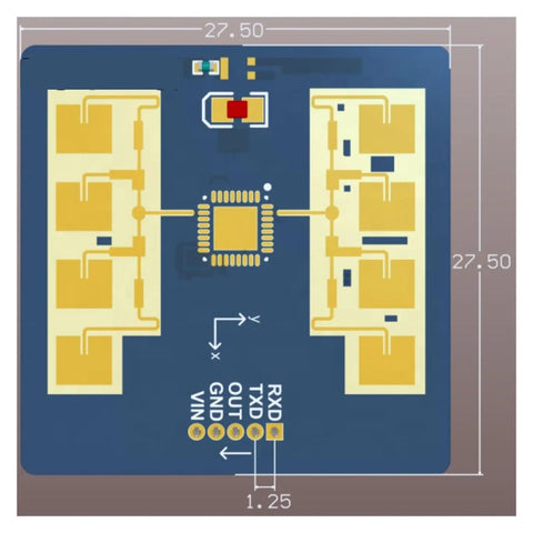 24 GHz Millimeter Wave Radar Sensor Module With Digital Output For Distance Measurement And Ranging, Compact Module For Microcontrollers And Object Detection Projects, Plug In Friendly, blue PCB