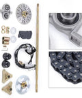 29 Inch Drift Trike Rear Axle Complete Kit With Disc Brake Assembly T8F 58T Chain, components laid out, close-up details