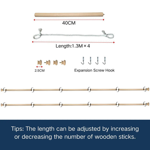 Adjustable Solid Wood Bed Canopy Frame Poles 78 Inch Length 2 Pieces Hanging Bed Pole Kit showing components and assembly instructions