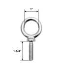 Marine Grade Eyebolts 316 Stainless Steel 3/8-16 UNC Shoulder Eyebolts, front view showing size dimensions.
