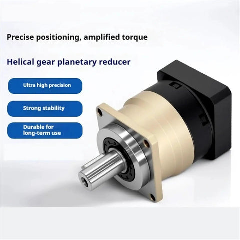 High Precision Helical Gear Planetary Reducer For Servo And Stepper Motors Right Angle Speed Box close-up with strong stability design.