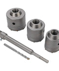 Heavy Duty Tungsten Steel YG8C Alloy Concrete Hole Saw Kit 55 65 75mm With Triple Tooth Design For Hollow Brick And Cement Walls Built To Last For Easy AC Unit Installations And Pro Grade Drilling, 3 hole saws and drill arbor