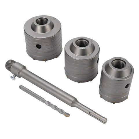 Heavy Duty Tungsten Steel YG8C Alloy Concrete Hole Saw Kit 55 65 75mm With Triple Tooth Design For Hollow Brick And Cement Walls Built To Last For Easy AC Unit Installations And Pro Grade Drilling, 3 hole saws and drill arbor