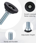 Hella Durable Threaded Furniture Feet Four Pack Adjustable Leveling Legs 5/16 To 18 Threads Galvanized Steel close-up image of adjustable height leveling leg.